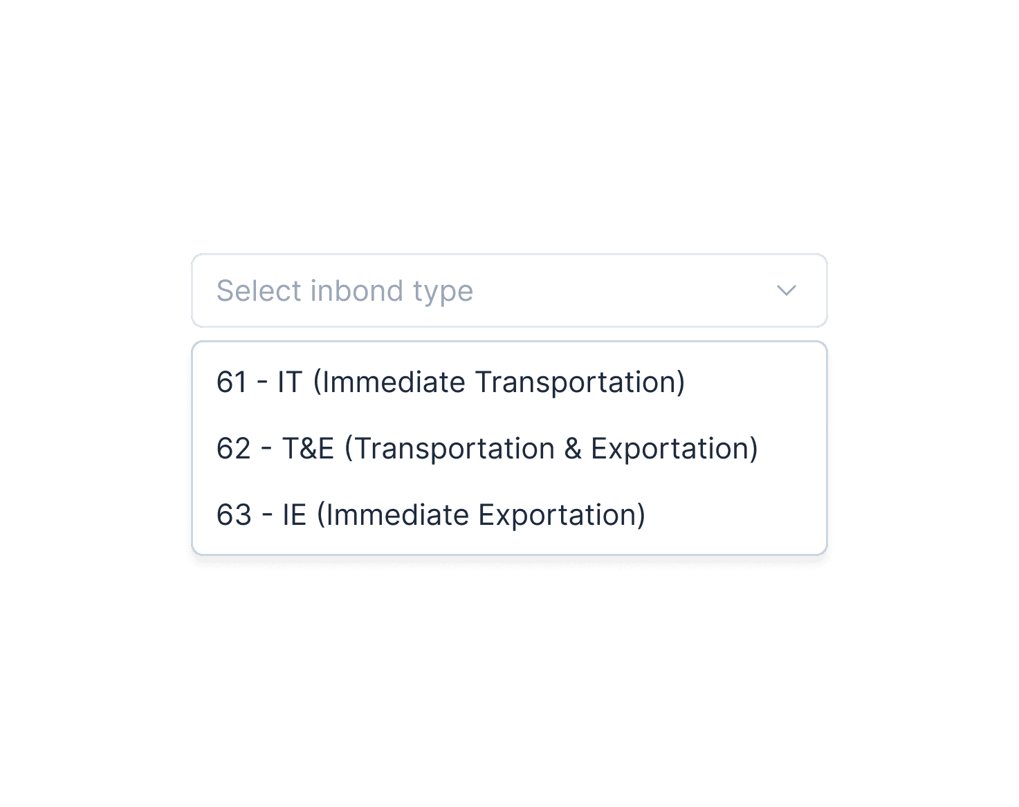 In-bond types handled by Cervo: IT, T&E, and IE